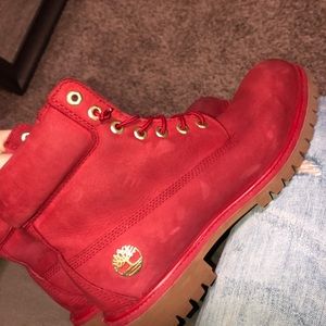 Red limited edition timberlands